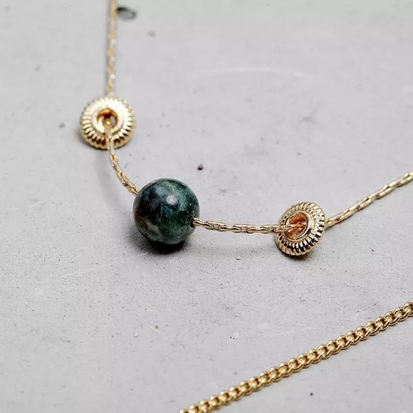 Layered Stone Bead and Heart Gold Pendant Necklace - Picture 6 of 8